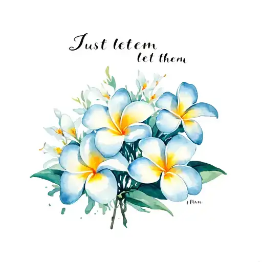 "Just let them" "Just let them" frangipani flowers tattoo design idea