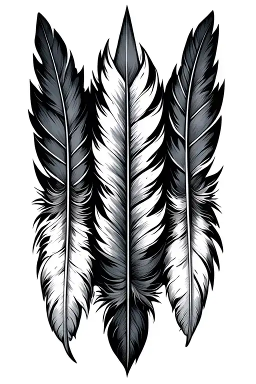 arrow with 3 feathers hanging off it tattoo design idea