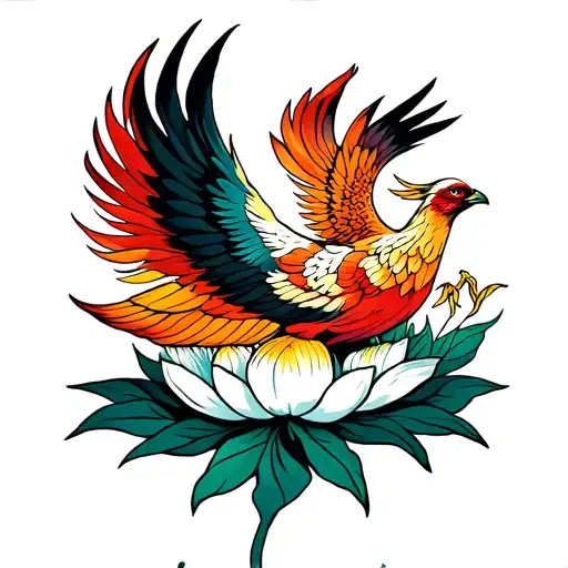 phoenix rising from a lotus flower tattoo tattoo design idea