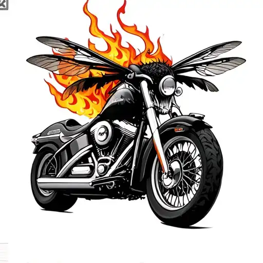 mean looking hornet with flames on a harley davidson with a hornet nest  that looks cool tattoo design idea