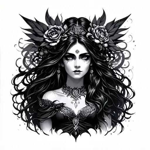 Dark Goddess tattoo design idea