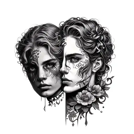 Gemini Two Face tattoo design idea