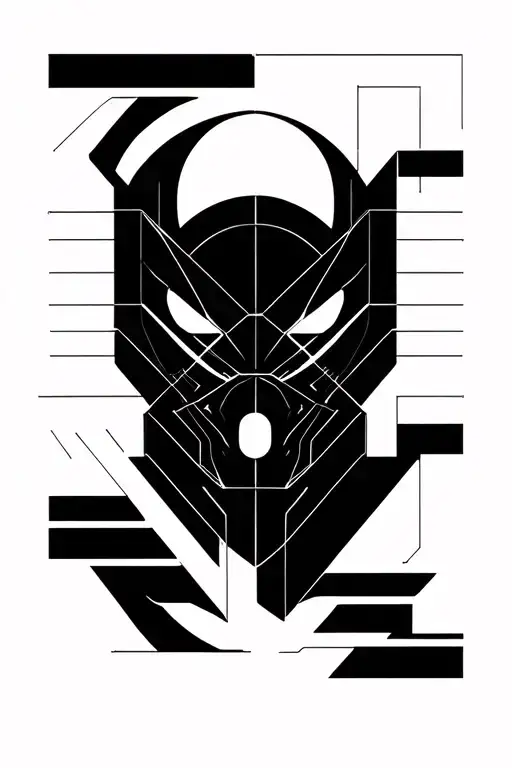 japanese, cyberpunk, minimalism tattoo design idea