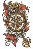 storm anchor compass surrounded tattoo design idea