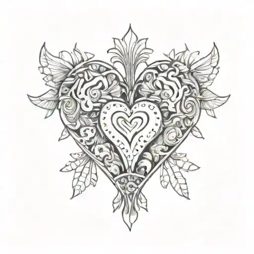 mexican heart with alebrijes inside tattoo design idea