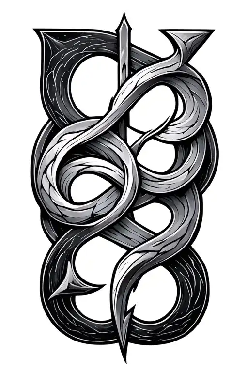 two J norse bindrune symbol intertwined with negative space tattoo design idea