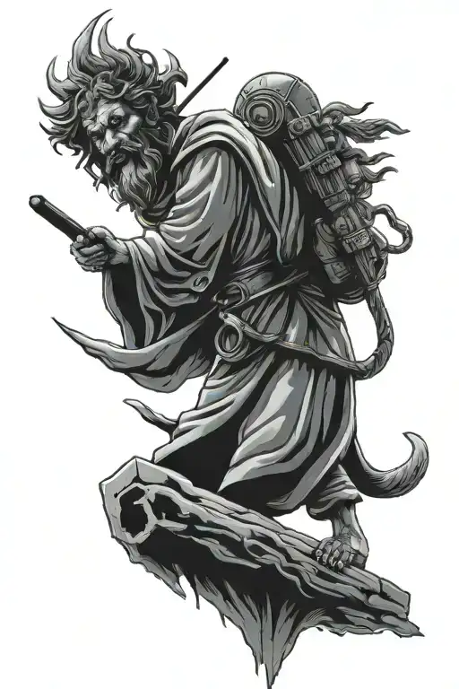 st. christopher dogman tattoo design idea