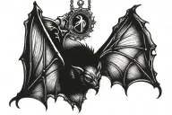 bat hanging upside tattoo design idea
