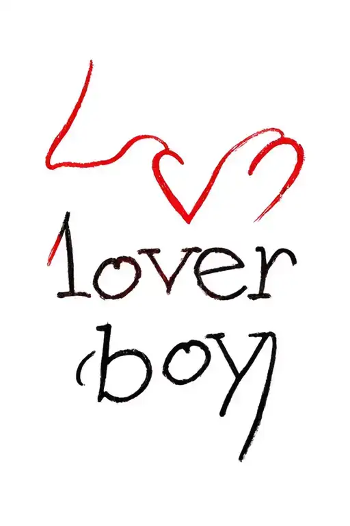TEXT "lover boy" red ink punk rock font tattoo design idea