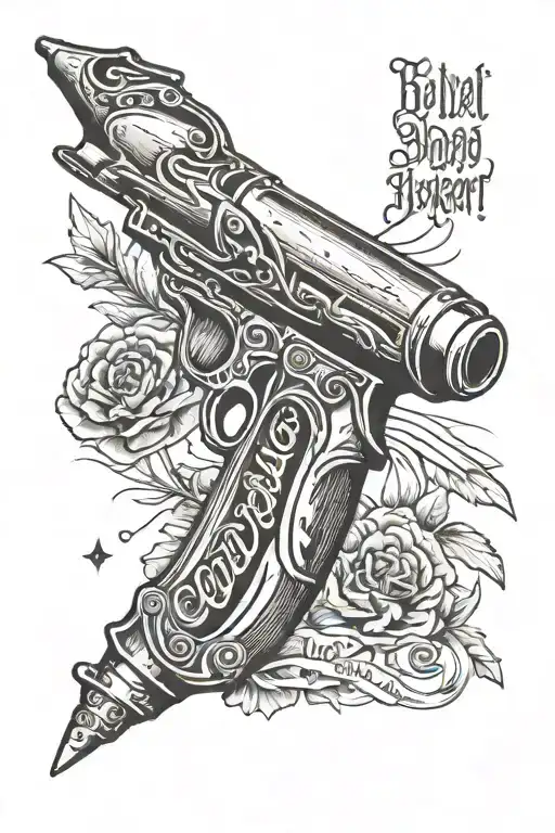 bullet with carpenter on it with names tattoo design idea