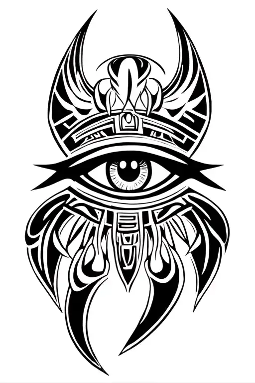 egyptian eye of horus with fangs tattoo design idea