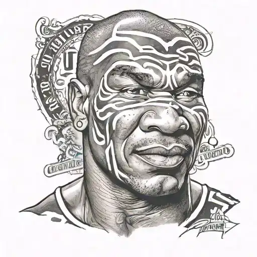 mike tyson wearing a collingwood jersey tattoo design idea