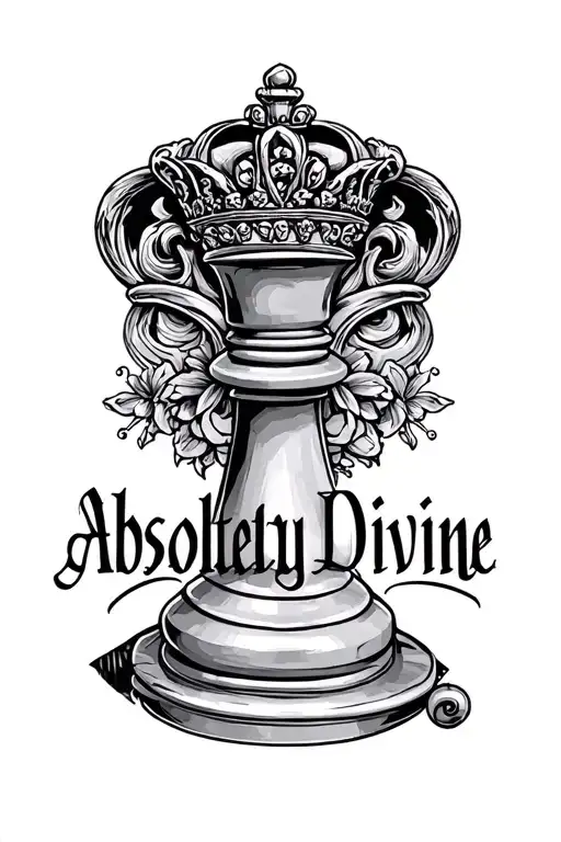 "Absolutely Divine " queen chess piece tattoo design idea