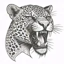 roaring jaguar bust tattoo design idea