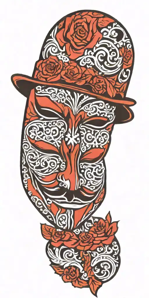 v for vendetta and rorschach mask tattoo design idea
