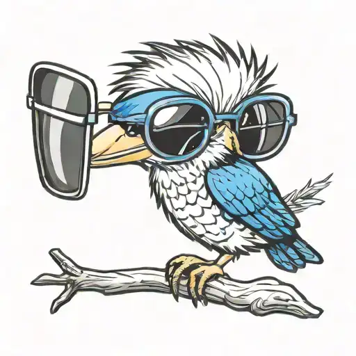 kookaburra with sunglasses tattoo design idea