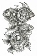 Gemini and Pisces tattoo design idea