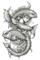 Gemini and Pisces tattoo design idea