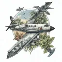 modern aircraft and nature inspired tattoo tattoo design idea