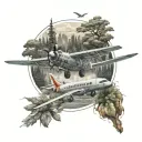 modern aircraft and nature inspired tattoo tattoo design idea