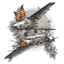 modern aircraft and nature inspired tattoo tattoo design idea