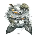 modern aircraft and nature inspired tattoo tattoo design idea
