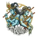 shiva and krishna flute tattoo design idea