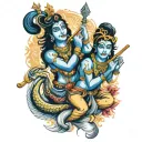 shiva and krishna flute tattoo design idea