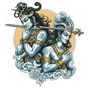 shiva and krishna flute tattoo design idea