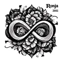 Name Ronja , Year 2002 , infinity sign tattoo design idea