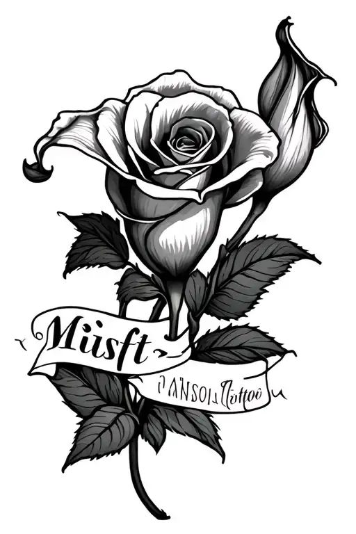 Calla Lily and rose with iconic and Misfit  words  tattoo design idea