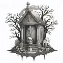 Graveyard tattoo design idea