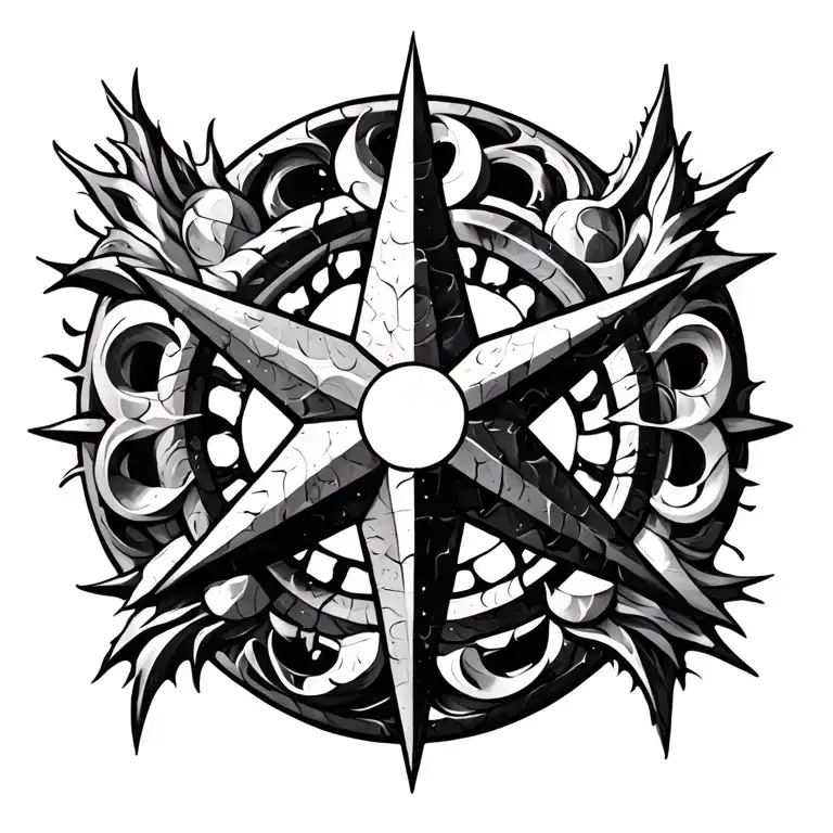 chaos star symbol, origin symbol, evolution symbol intertwined  tattoo design idea