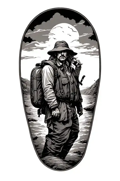 traveller thame for arm holding tattoo design idea