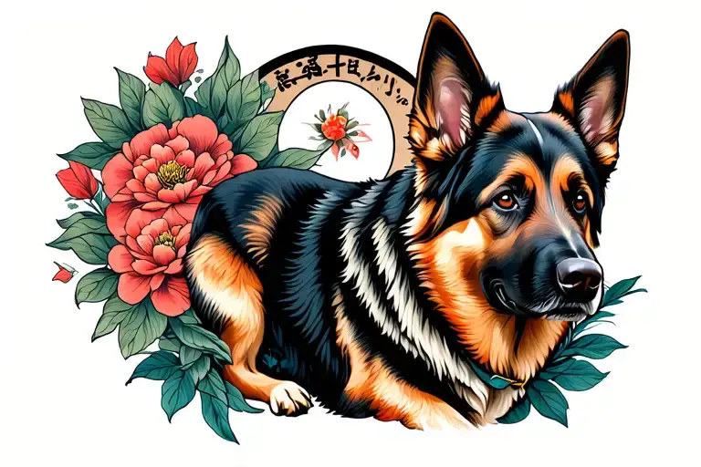 german shepherd dog gsd tattoo design idea