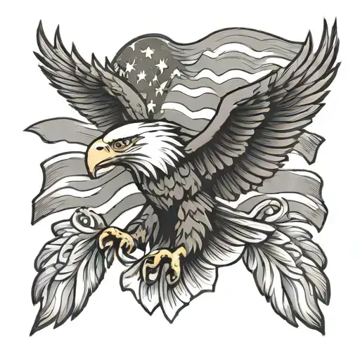 eagle with american flag tattoo design idea