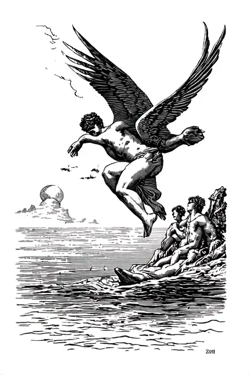 fall of icarus tattoo design idea