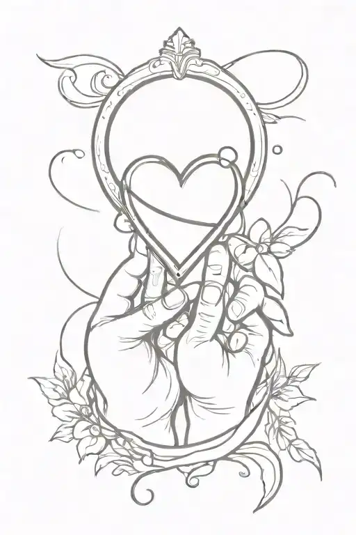 Heart handled mirror " handle with care"  tattoo design idea