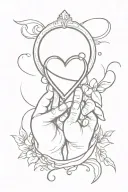 Heart handled mirror " handle with care"  tattoo design idea
