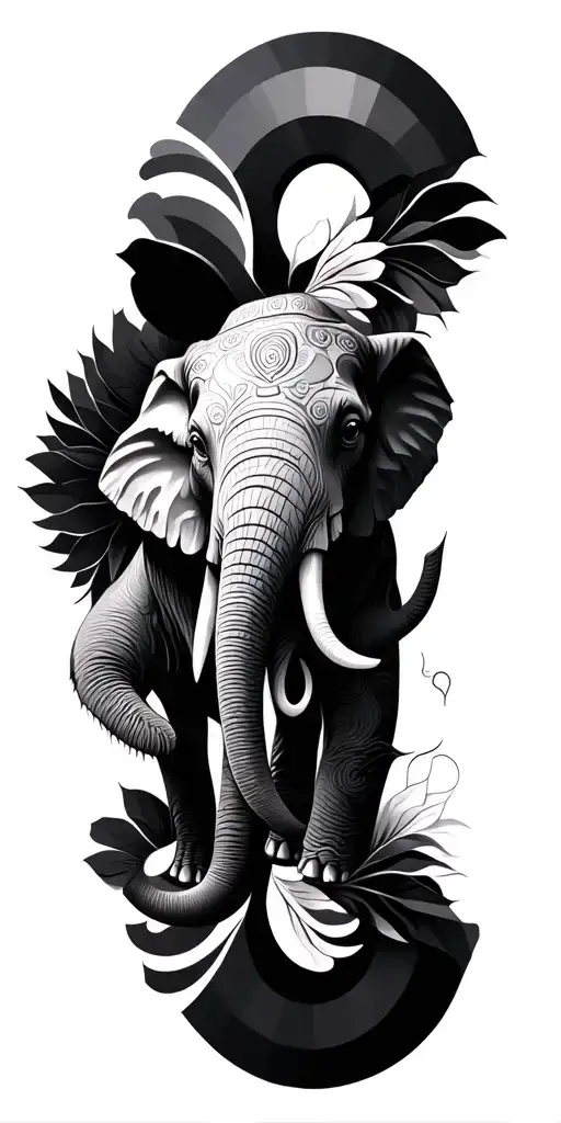 mandala and geometric shapes with elephants sams theme  tattoo design idea