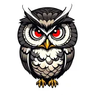 red eye owl perched tattoo design idea