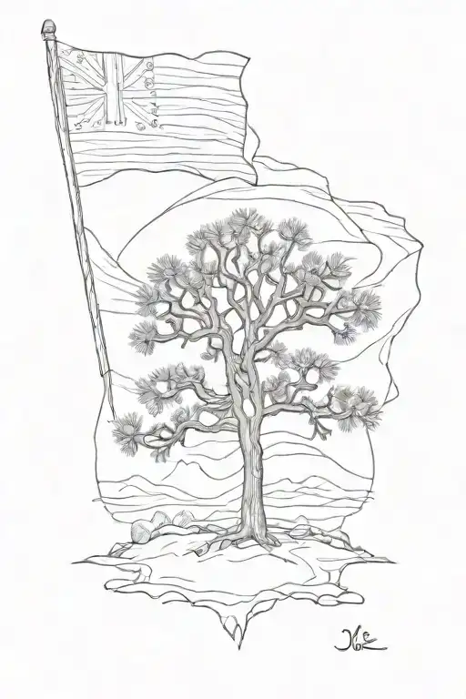 joshua tree on ground of an irish flag  tattoo design idea