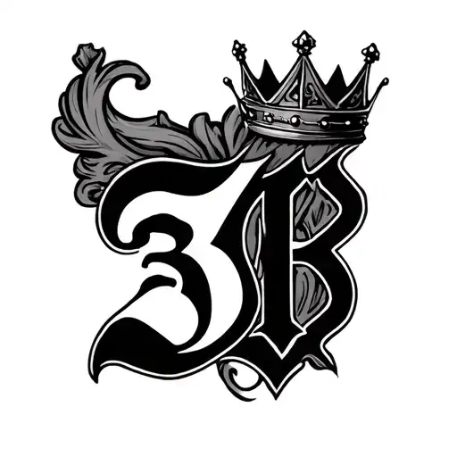 mlg 3 in roman numerals with a crown on top tattoo design idea