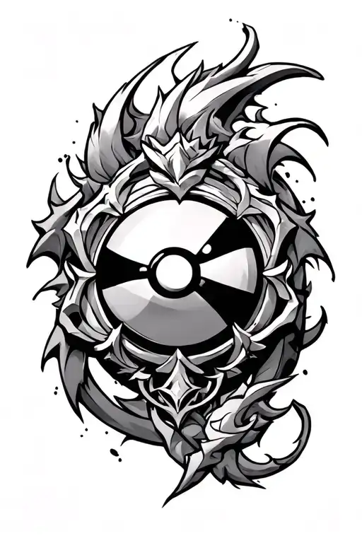 Pokeball, Yugi Oh MIlennium Puzzle, Dragon Quest Dragon Crest tattoo design idea