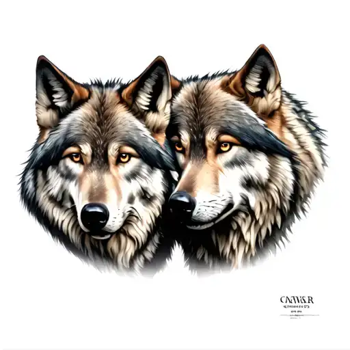 wolf protecting his mate tattoo design idea