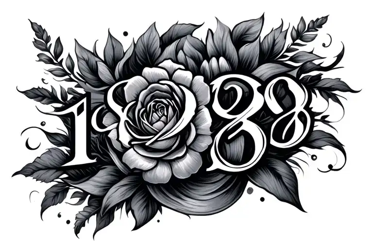 numeric 19 09 80 tattoo design idea