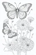 Butterfly and dandelion flower tattoo design idea