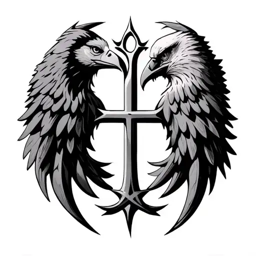 chi rho PX symbol merging with roman eagle tattoo design idea