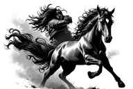 warrior horse running tattoo design idea