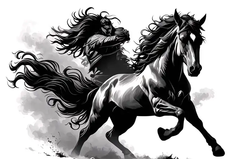 warrior horse running tattoo design idea